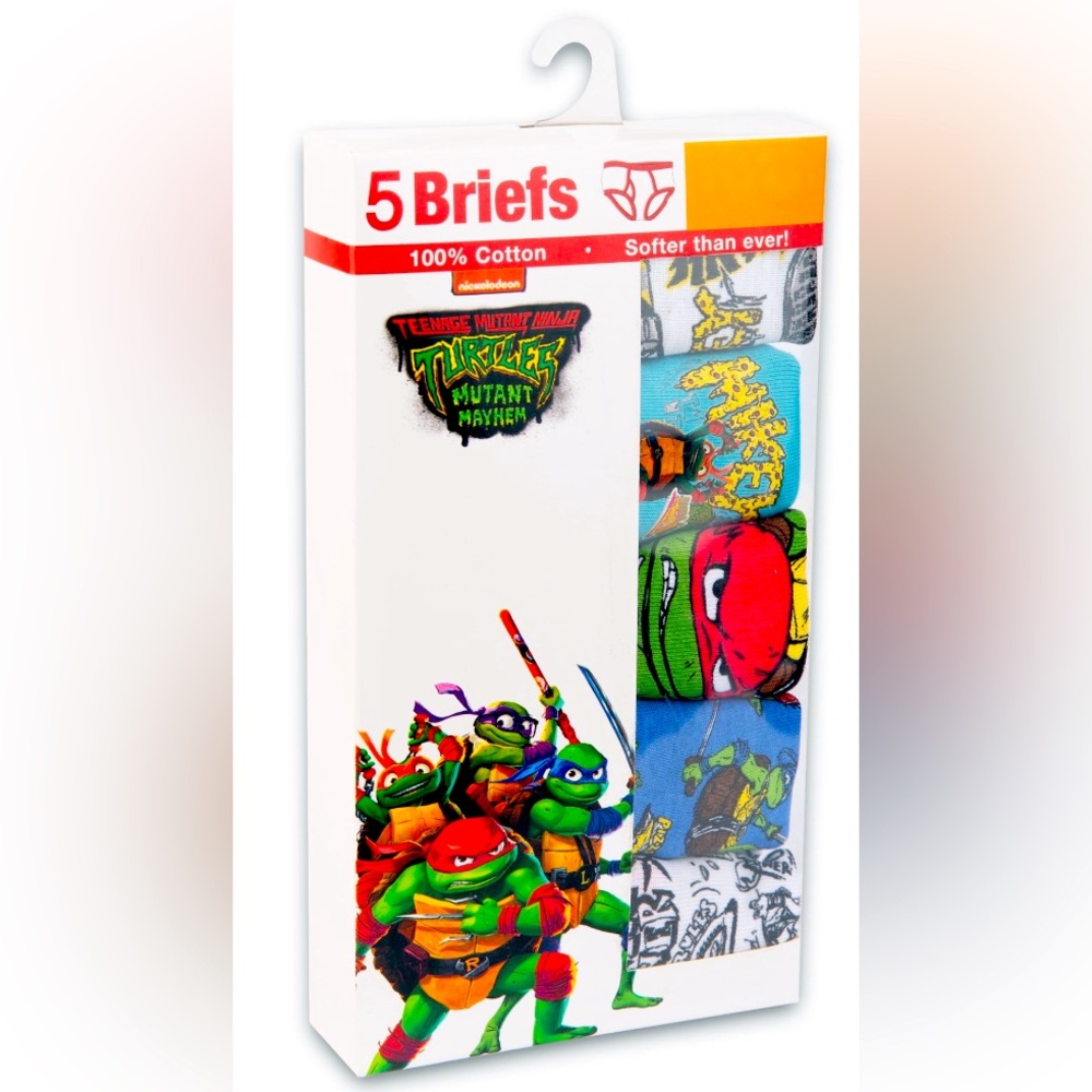 Teenage Mutant Ninja Turtles 5 Pack Boys Briefs Underwear Size 6 100% Cotton